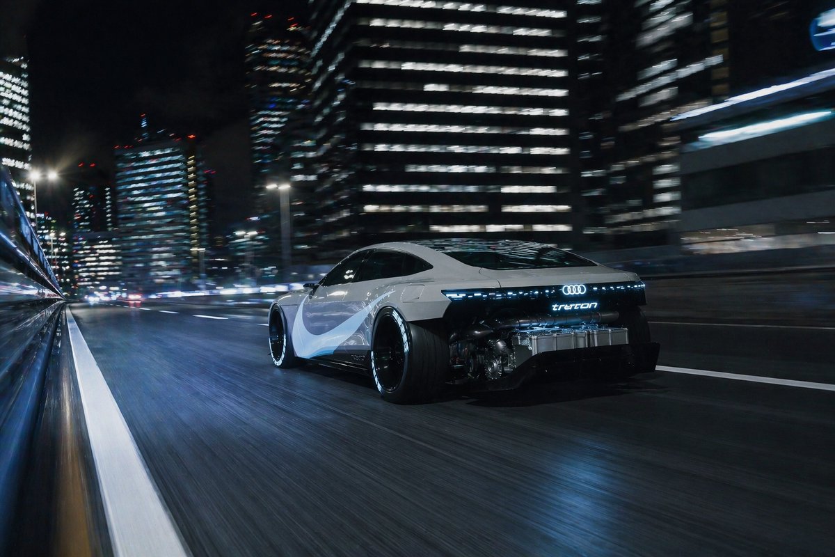 Futuristic EV Racing Through City Night AI image template preview