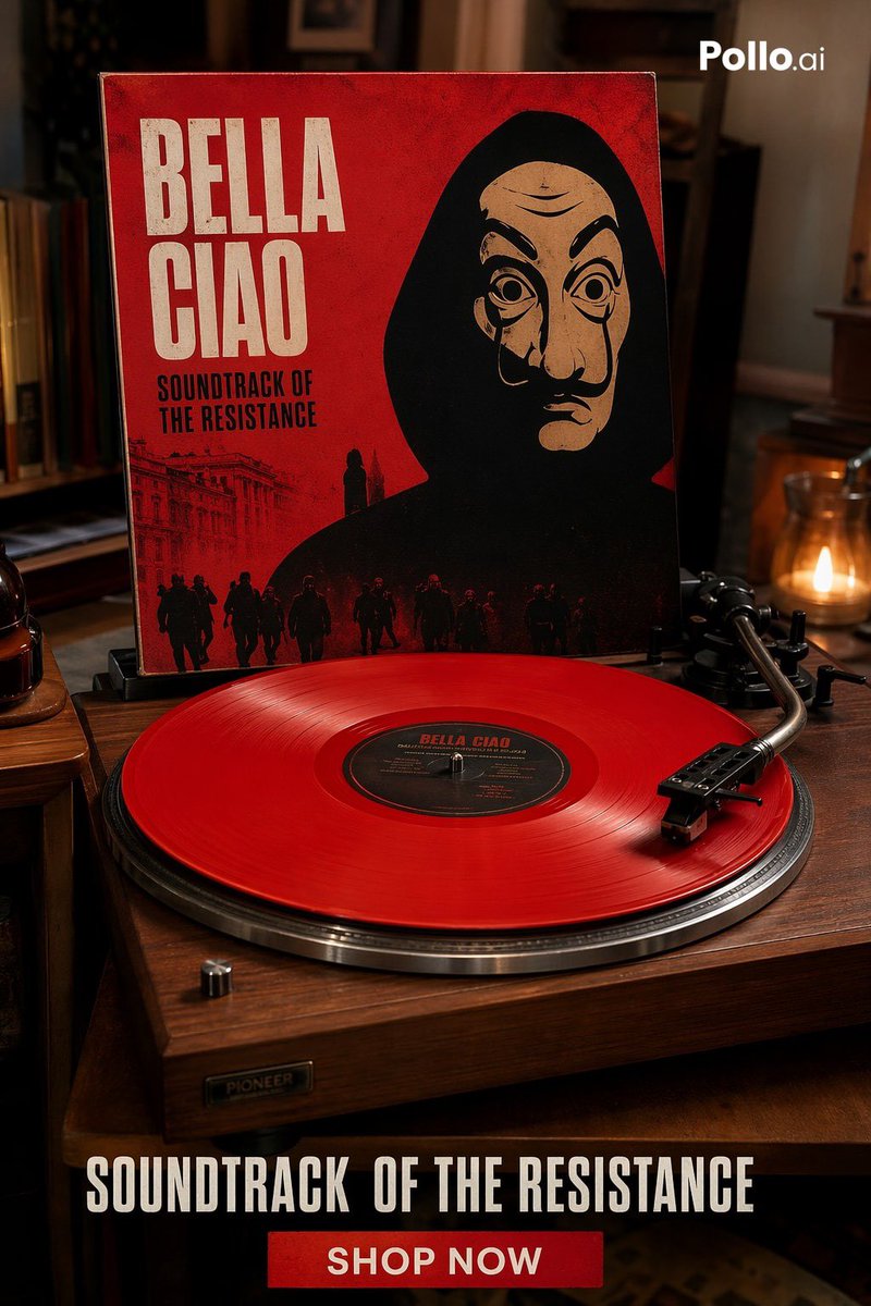 Red Vinyl Soundtrack Ad AI image template preview