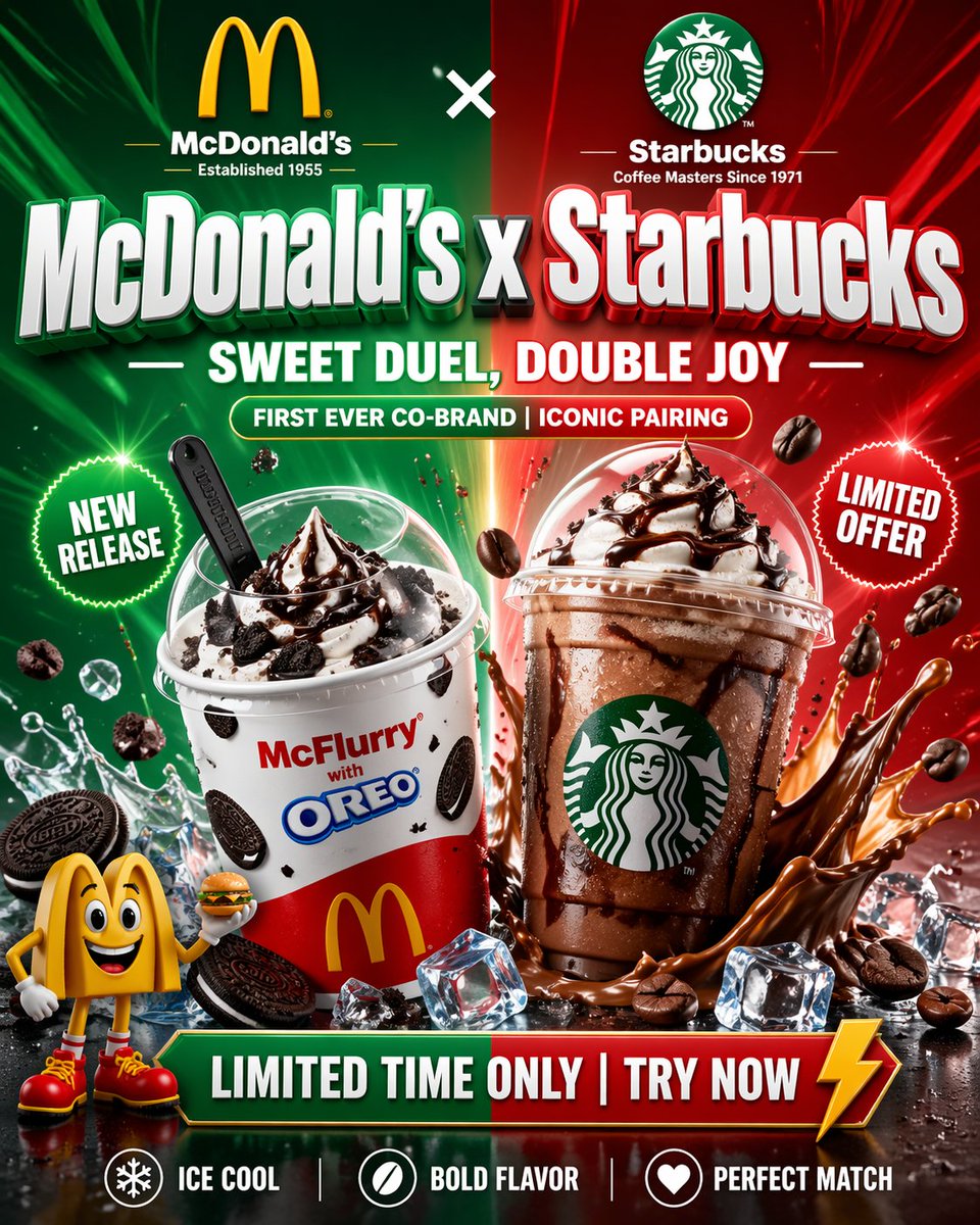 McDonald's x Starbucks Promo Poster AI image template preview