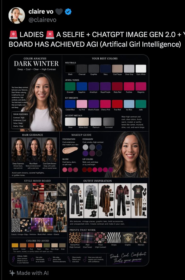 Dark Winter Color Analysis Tweet AI image template preview