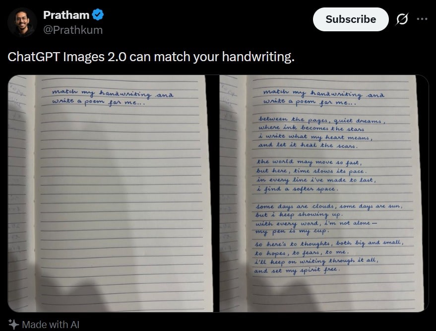 Tweet Screenshot With Handwriting Match AI image template preview