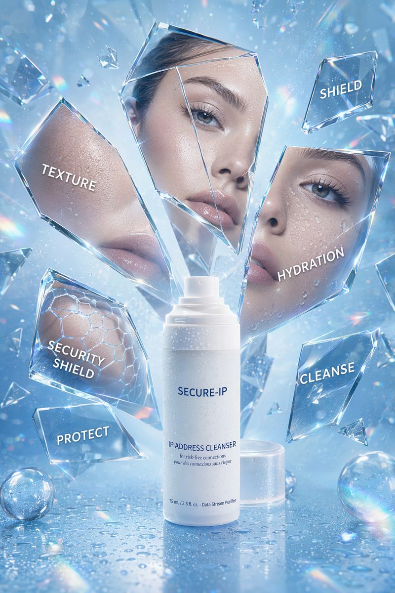 Futuristic Cyber Skincare Product Ad AI image template preview