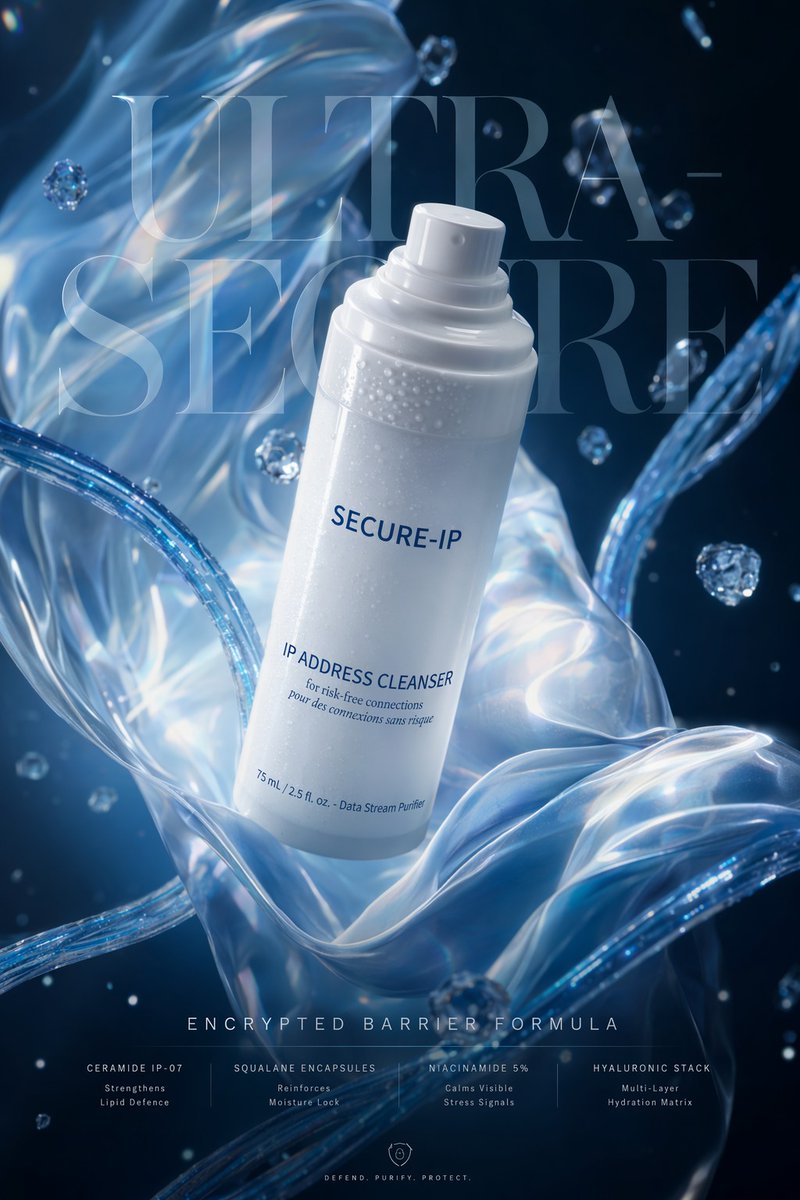 Futuristic Cyber Skincare Ad Poster AI image template preview