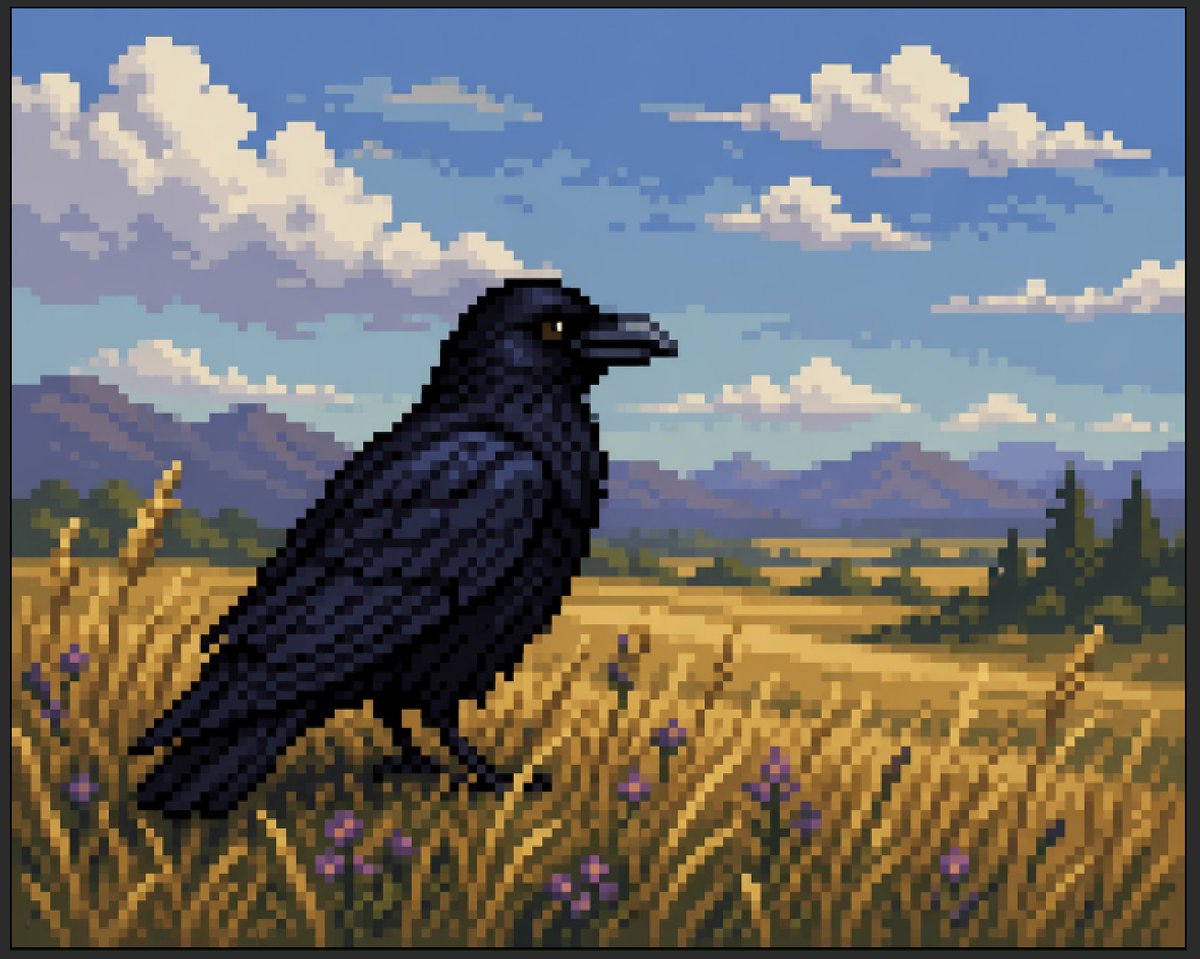Faux Pixel Raven in Wheat Field AI image template preview
