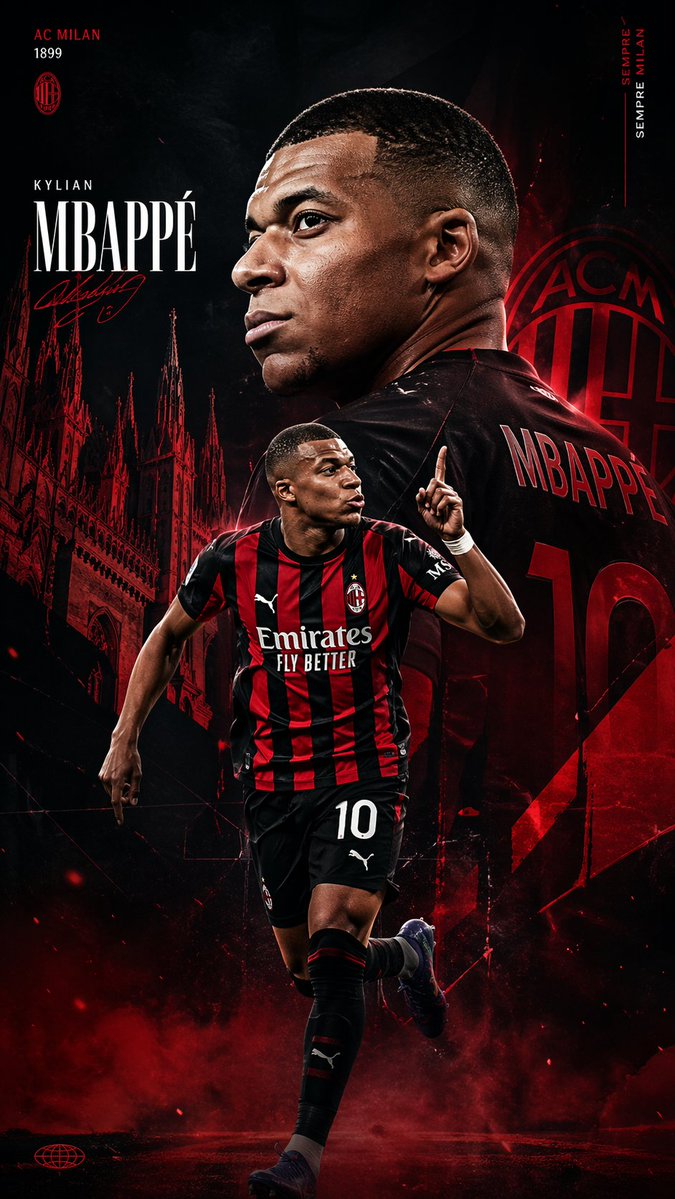 AC Milan Mbappé Transfer Poster AI image template preview