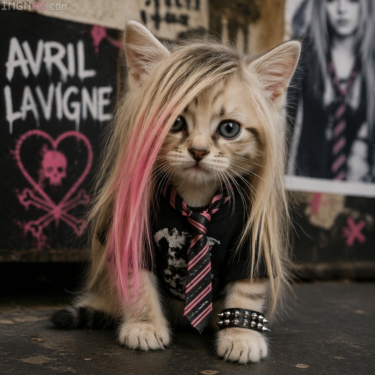 Pop-Punk Emo Kitten Portrait AI image template preview