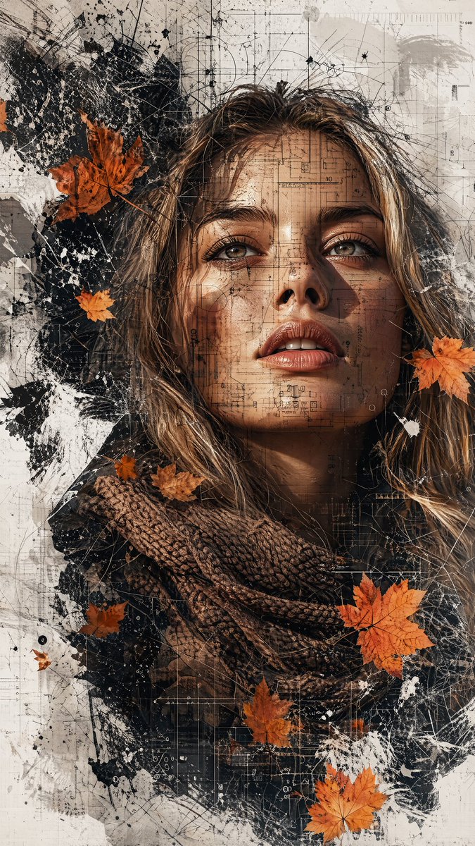 Deconstructed High-Fashion Collage Portrait AI image template preview