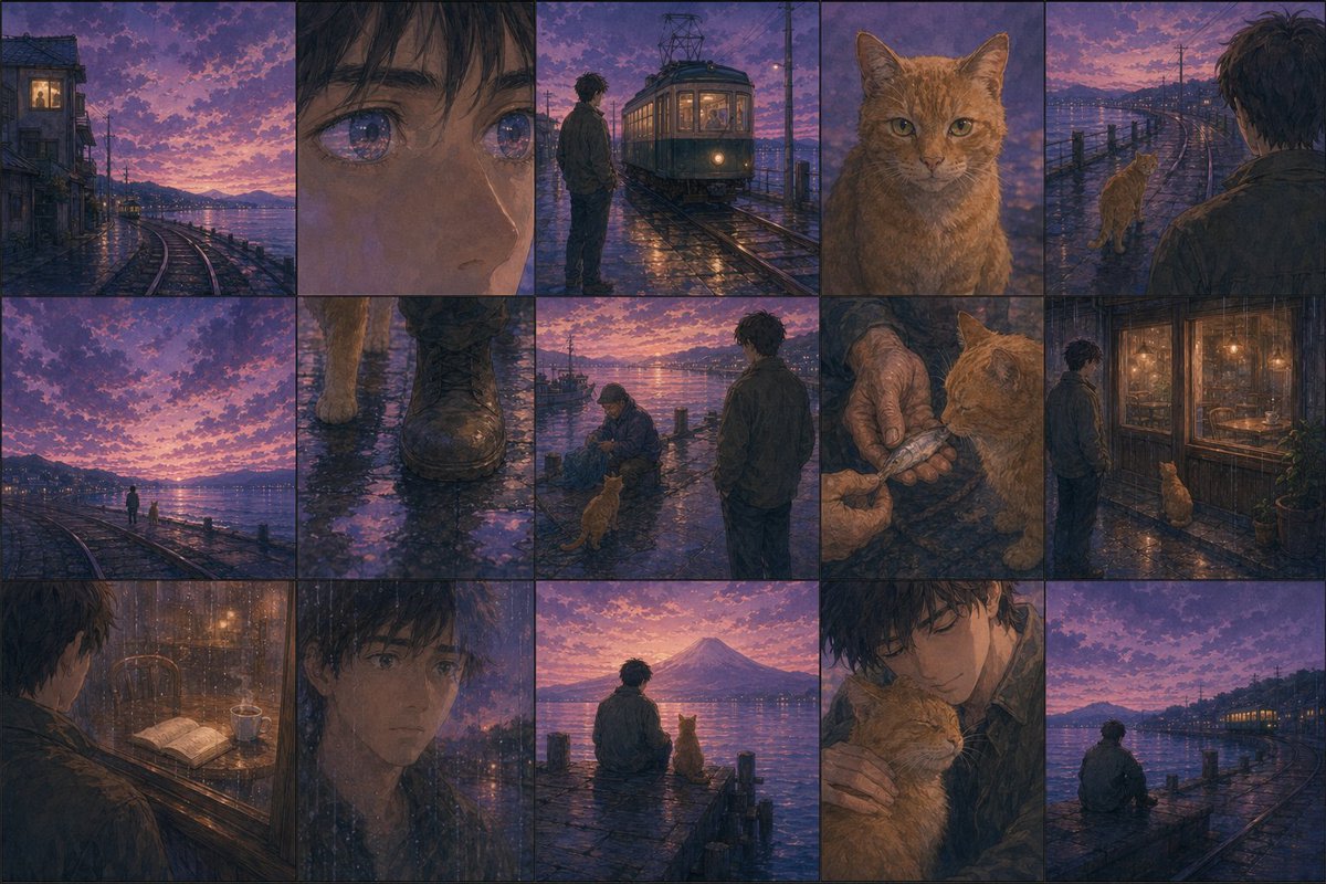 Haruki Murakami Style Comic Prompt AI image template preview