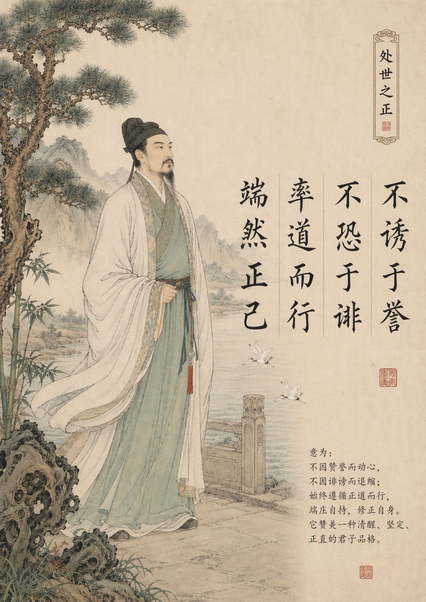 Traditional Chinese Gongbi Art with Quote AI image template preview
