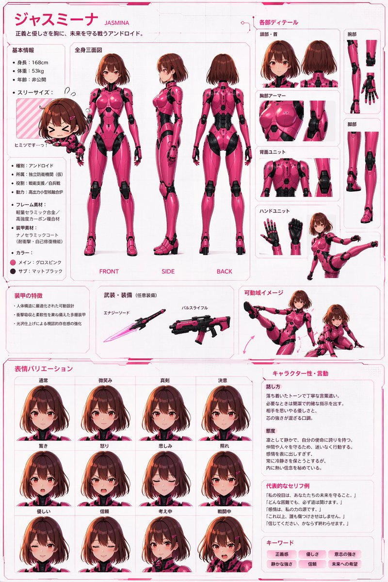 Robot Girl Reference Sheet AI image template preview