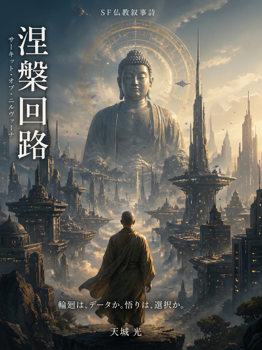 Buddhist Motif Sci-Fi Cover AI image template preview