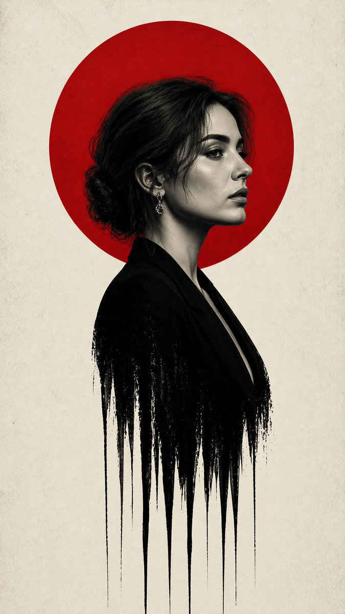 Noir Woman With Red Halo Poster AI image template preview