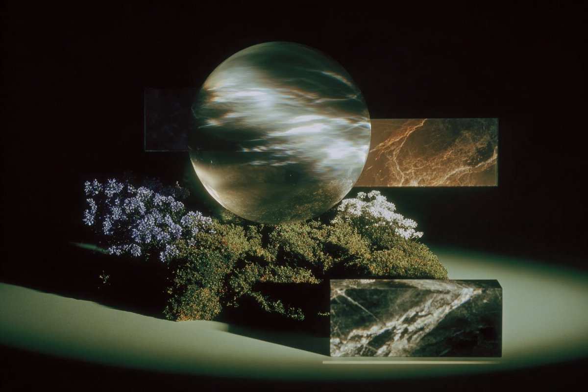 Surreal Planetary Sculpture Still Life AI image template preview