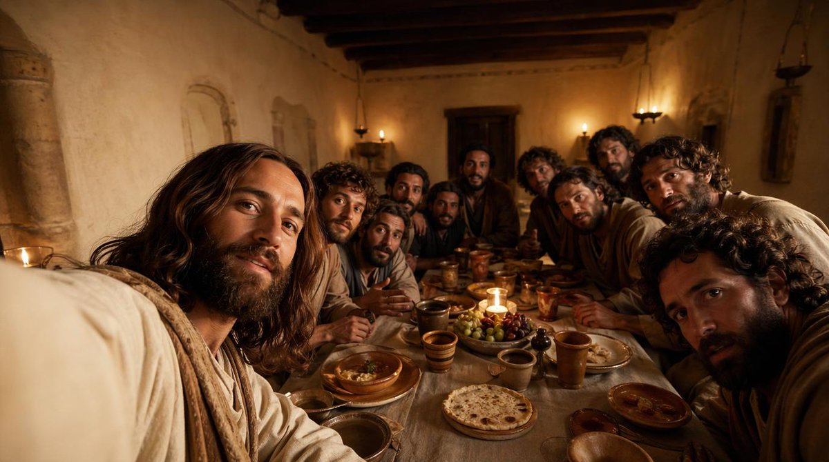 Cinematic Last Supper Scene AI image template preview