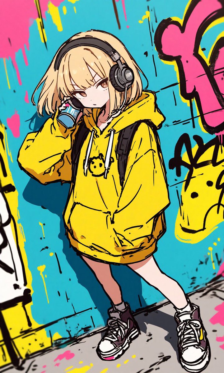 Anime Graffiti Girl Transformation AI image template preview