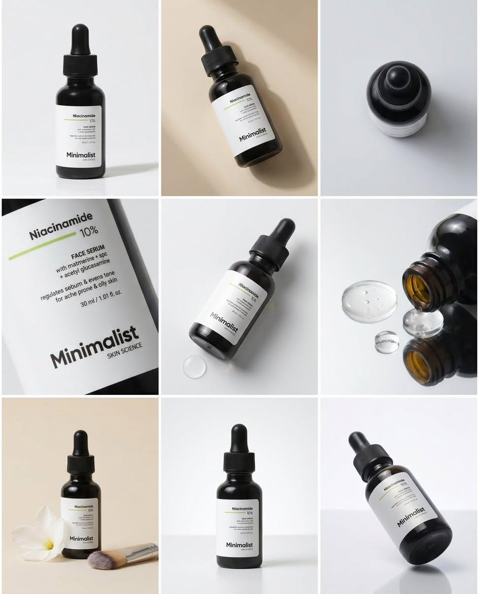 Minimalist Serum Product Collage AI image template preview