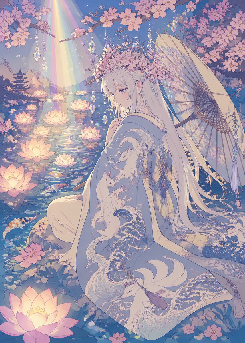 Pastel Anime Kimono by Lotus Pond AI image template preview