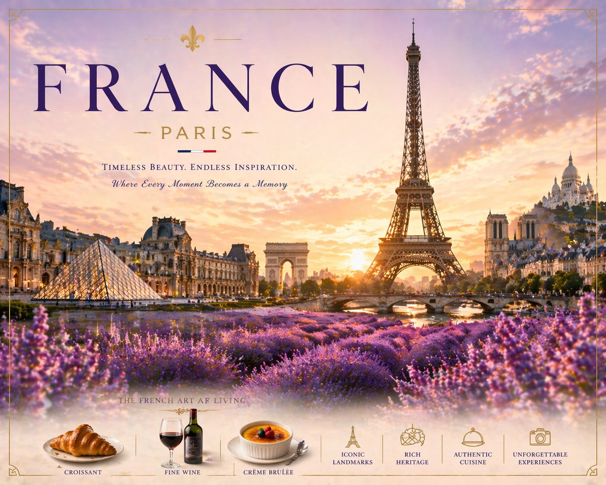 Romantic Paris Travel Poster AI image template preview