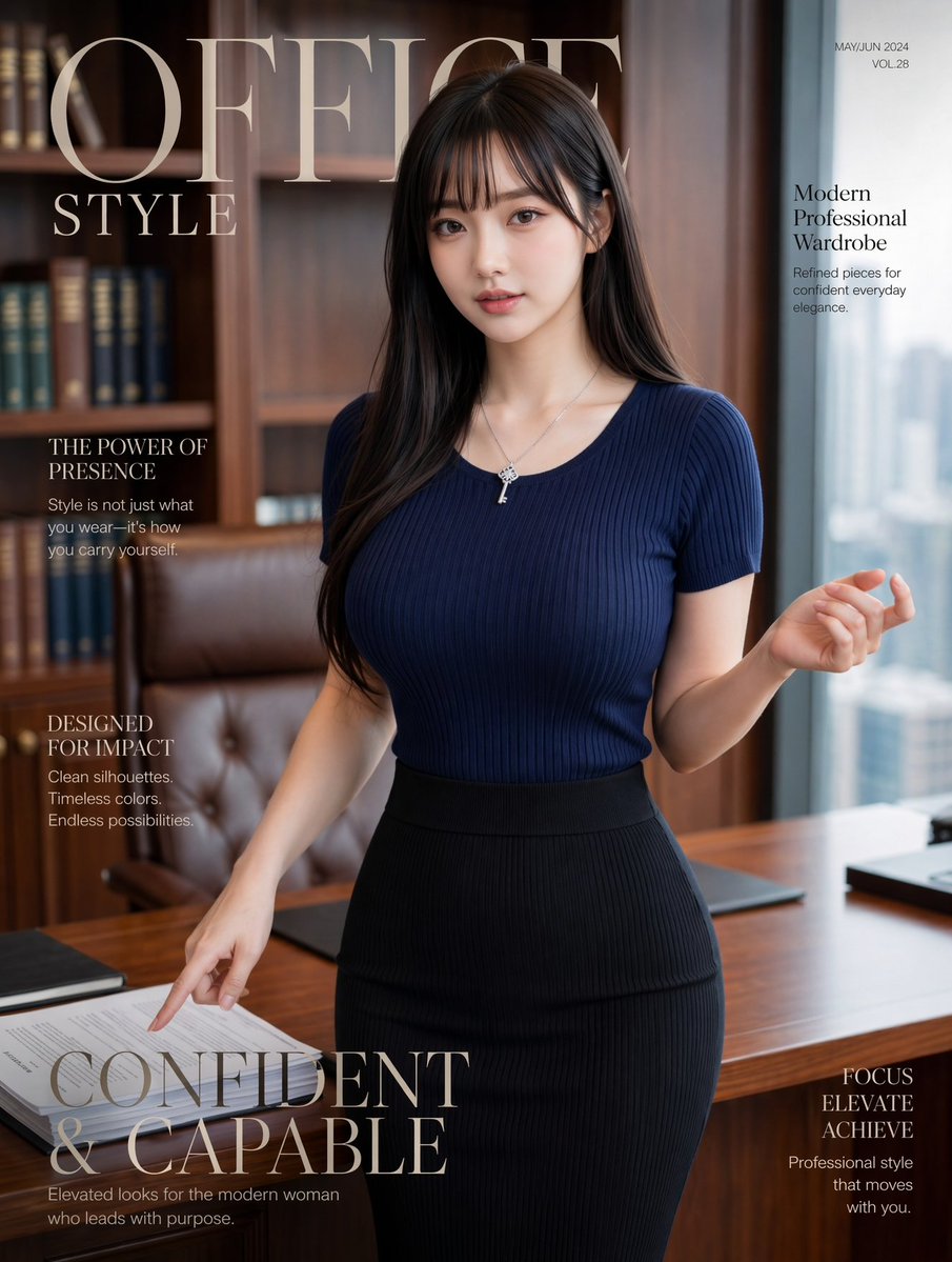 Office Style Fashion Magazine Cover AI image template preview