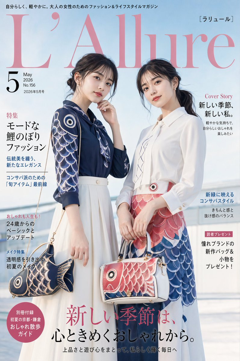 Japanese Koinobori Fashion Magazine Cover AI image template preview