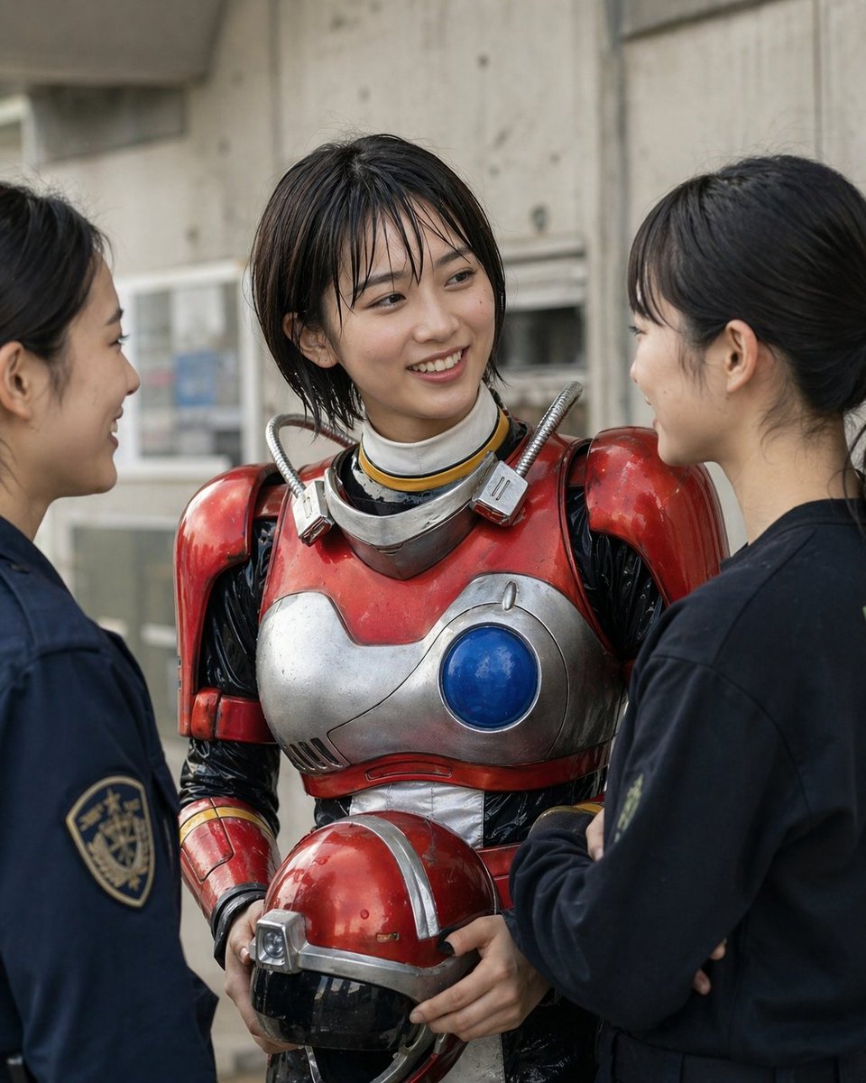 Retro Sci-Fi Heroine With Police AI image template preview