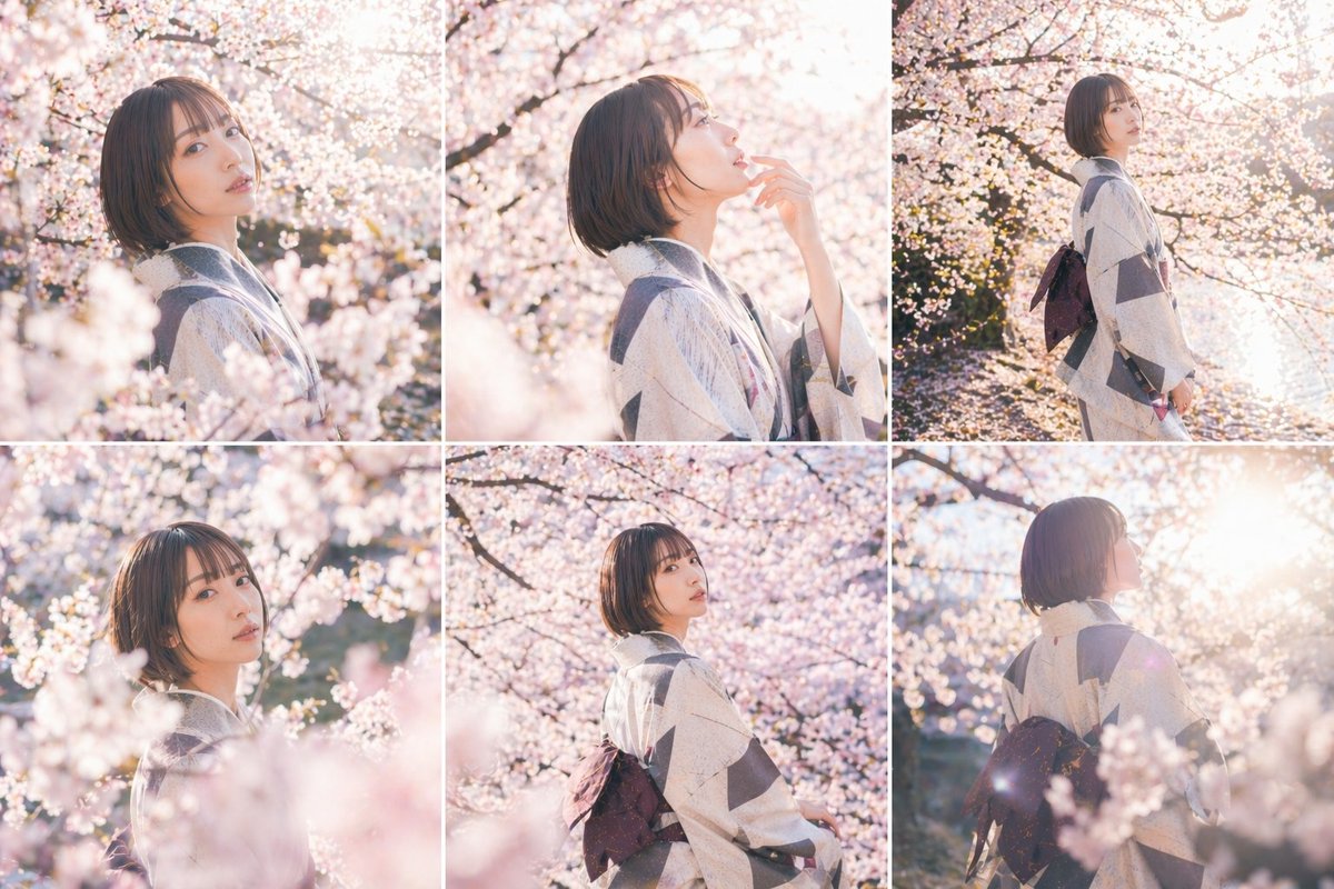Cherry Blossom Kimono Portrait Grid AI image template preview