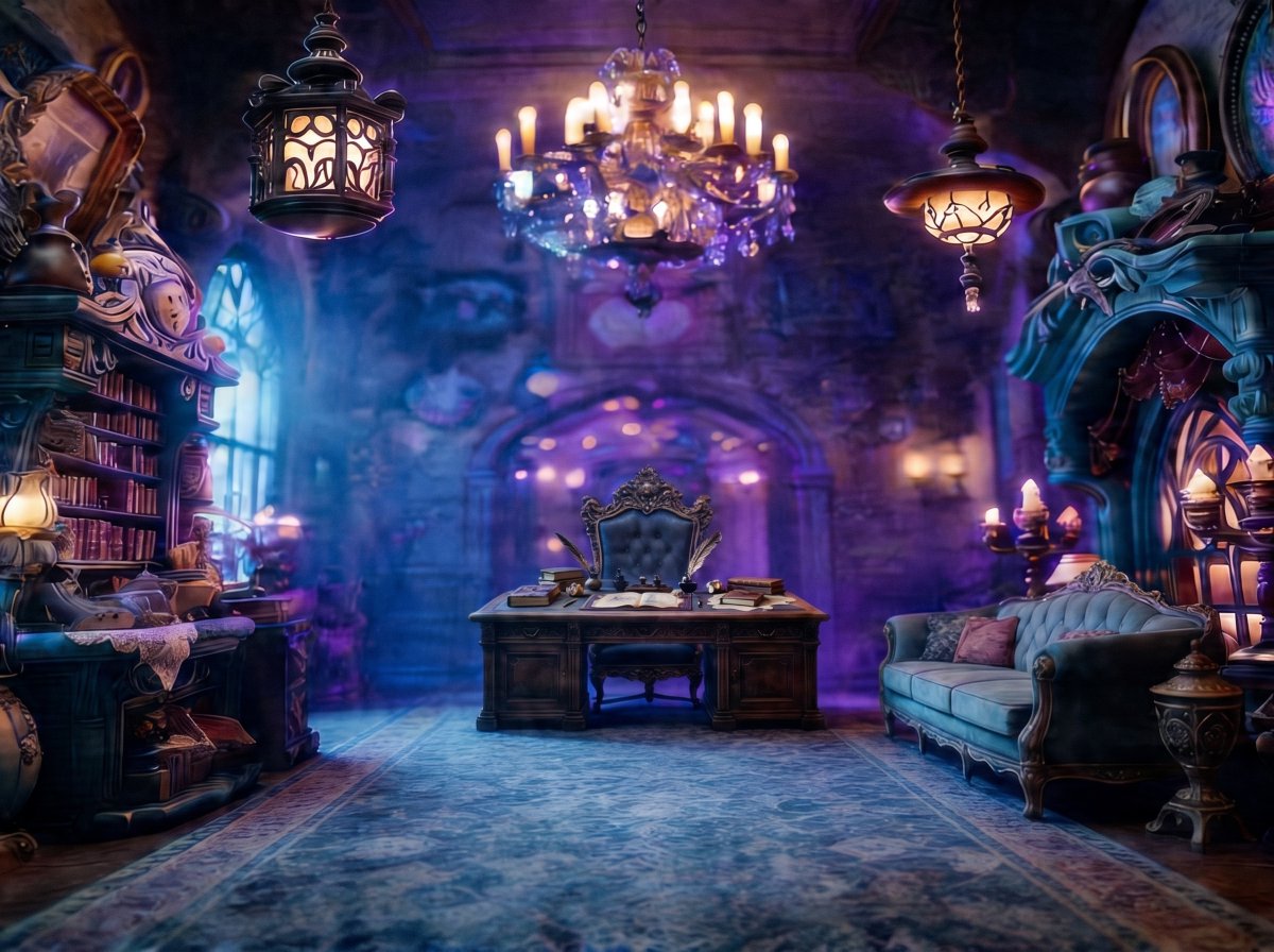 Enchanted Gothic Study Interior AI image template preview