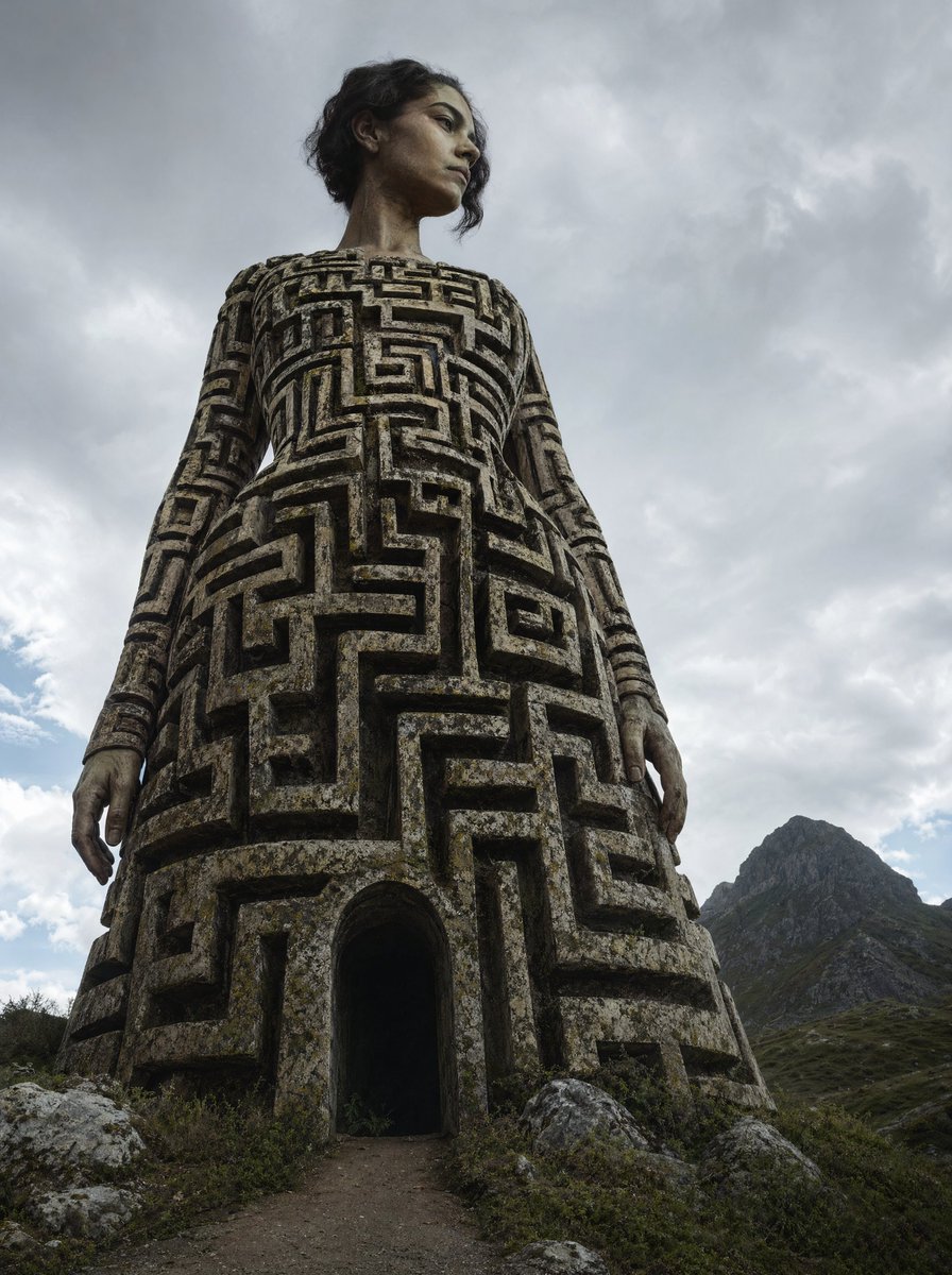 Colossal Labyrinth Woman Monument AI image template preview