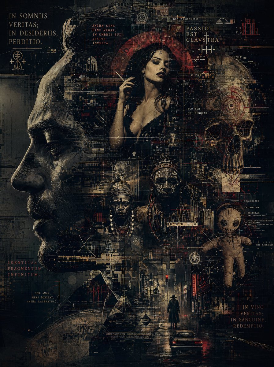 Occult Cyber-Gothic Collage Poster AI image template preview