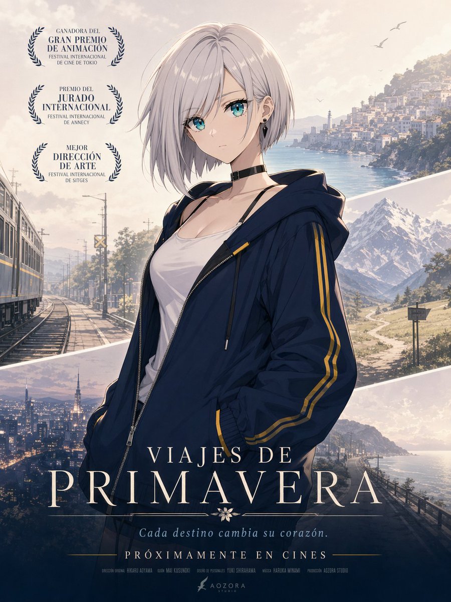 Anime Spring Travel Film Poster AI image template preview