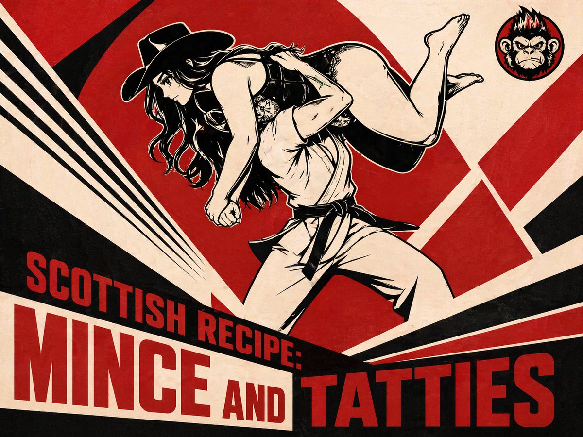 Retro Mince and Tatties Action Poster AI image template preview