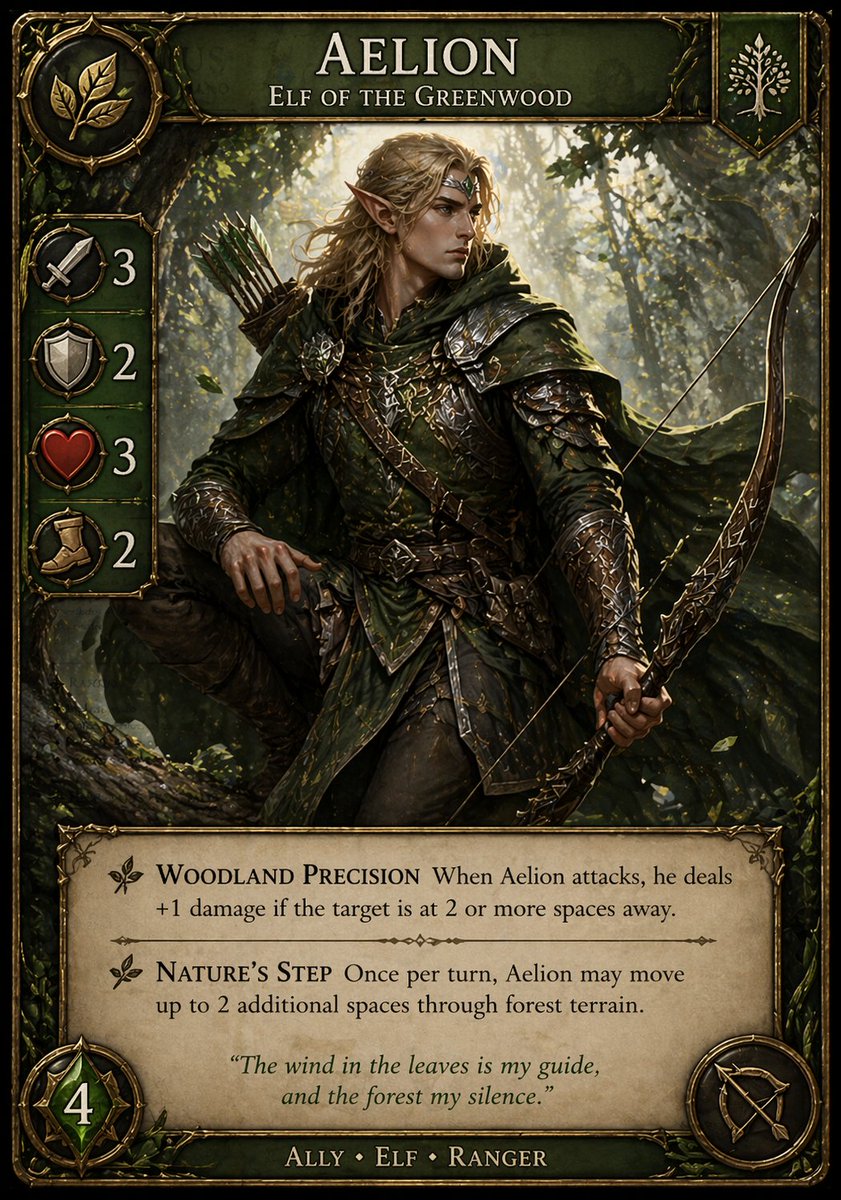 Fantasy Elf Ranger Trading Card AI image template preview