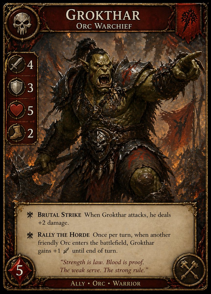 Dark Fantasy Orc Warchief TCG Card AI image template preview