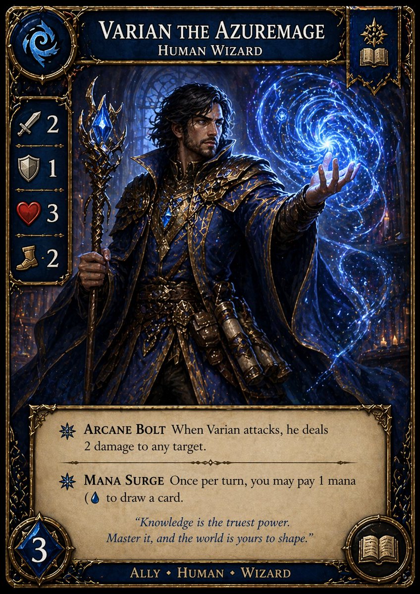 Fantasy Wizard Trading Card AI image template preview