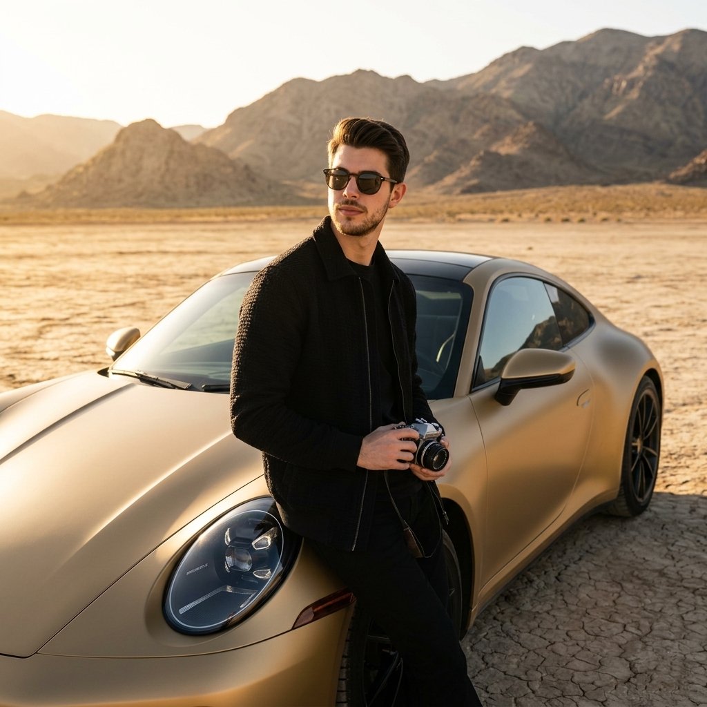 Luxury Car Golden Hour Shoot AI image template preview