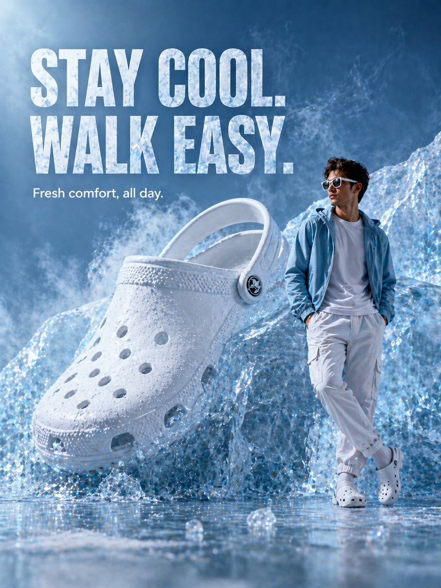 Surreal Giant Clog Advertisement AI image template preview