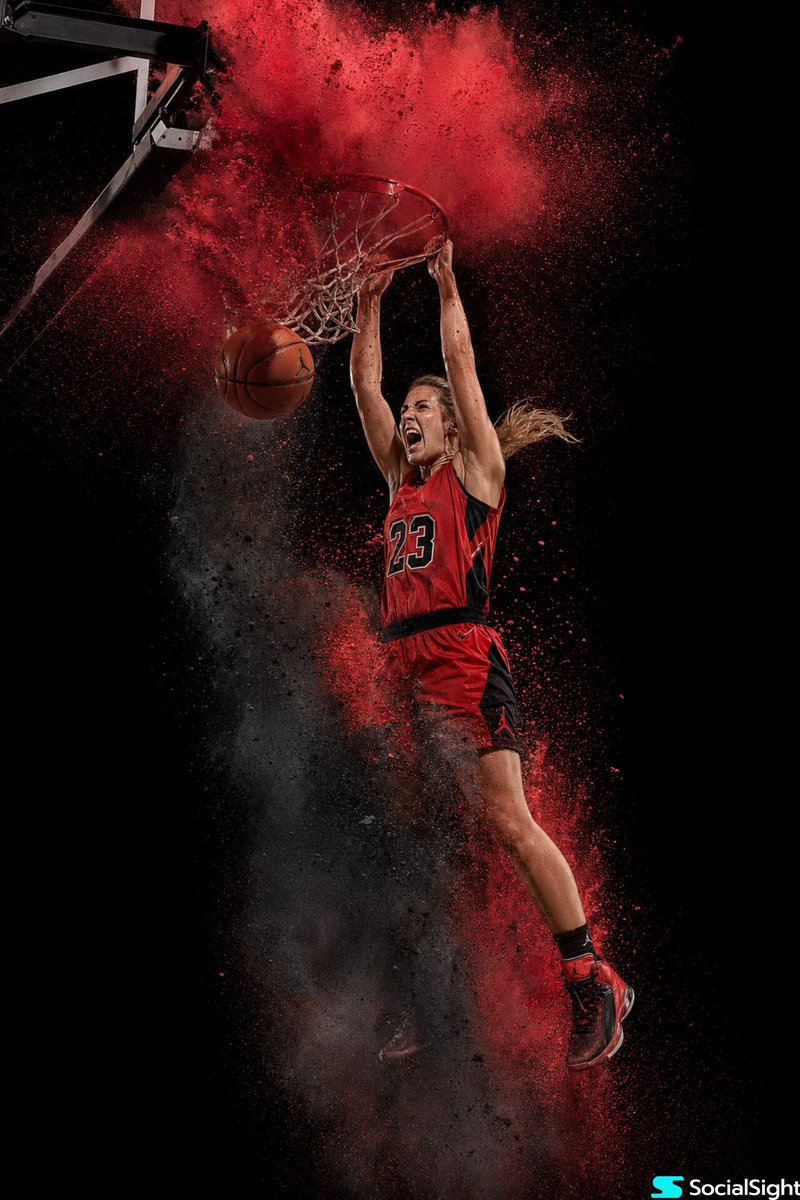Action Basketball Dunk with Powder Explosion AI image template preview
