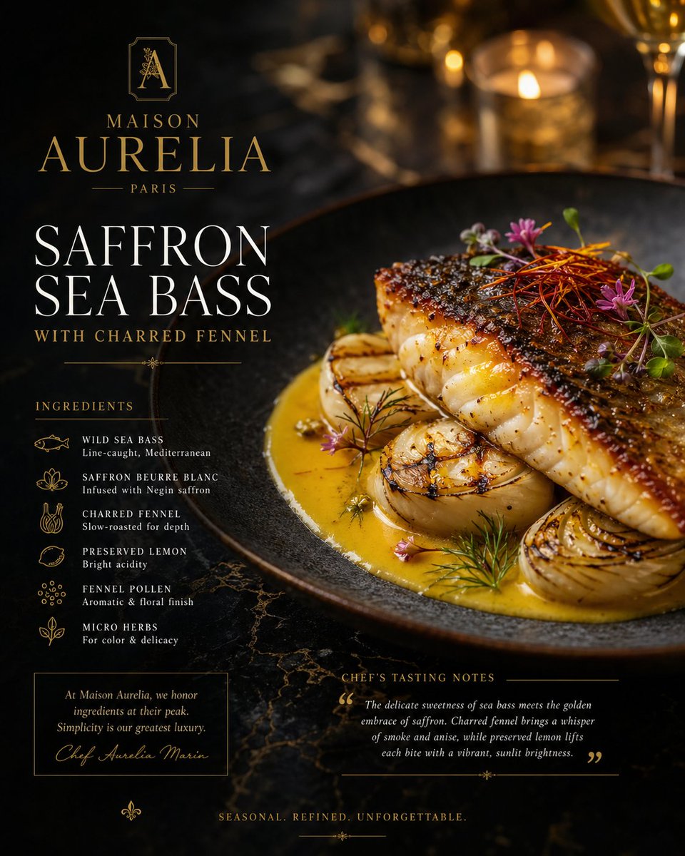 Luxury Culinary Menu Poster AI image template preview