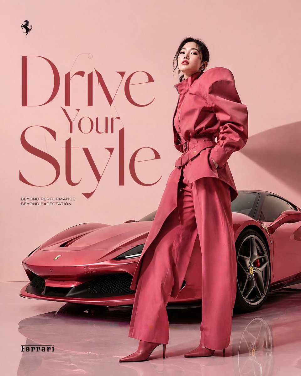 Korean Model and Luxury Car Advertisement AI image template preview