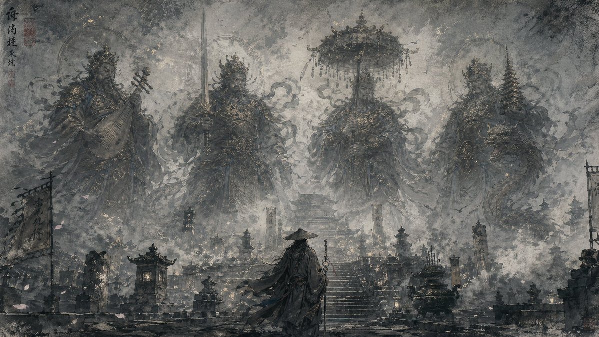 Eastern Ink Fantasy Illustration AI image template preview