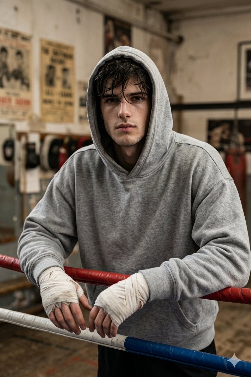 Gritty Boxer in Vintage Gym AI image template preview