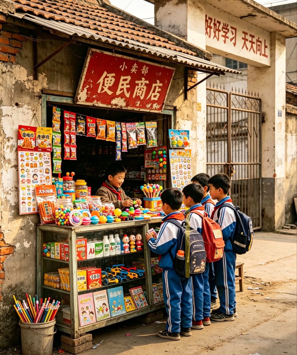 Nostalgic Chinese School Shop Scene AI image template preview
