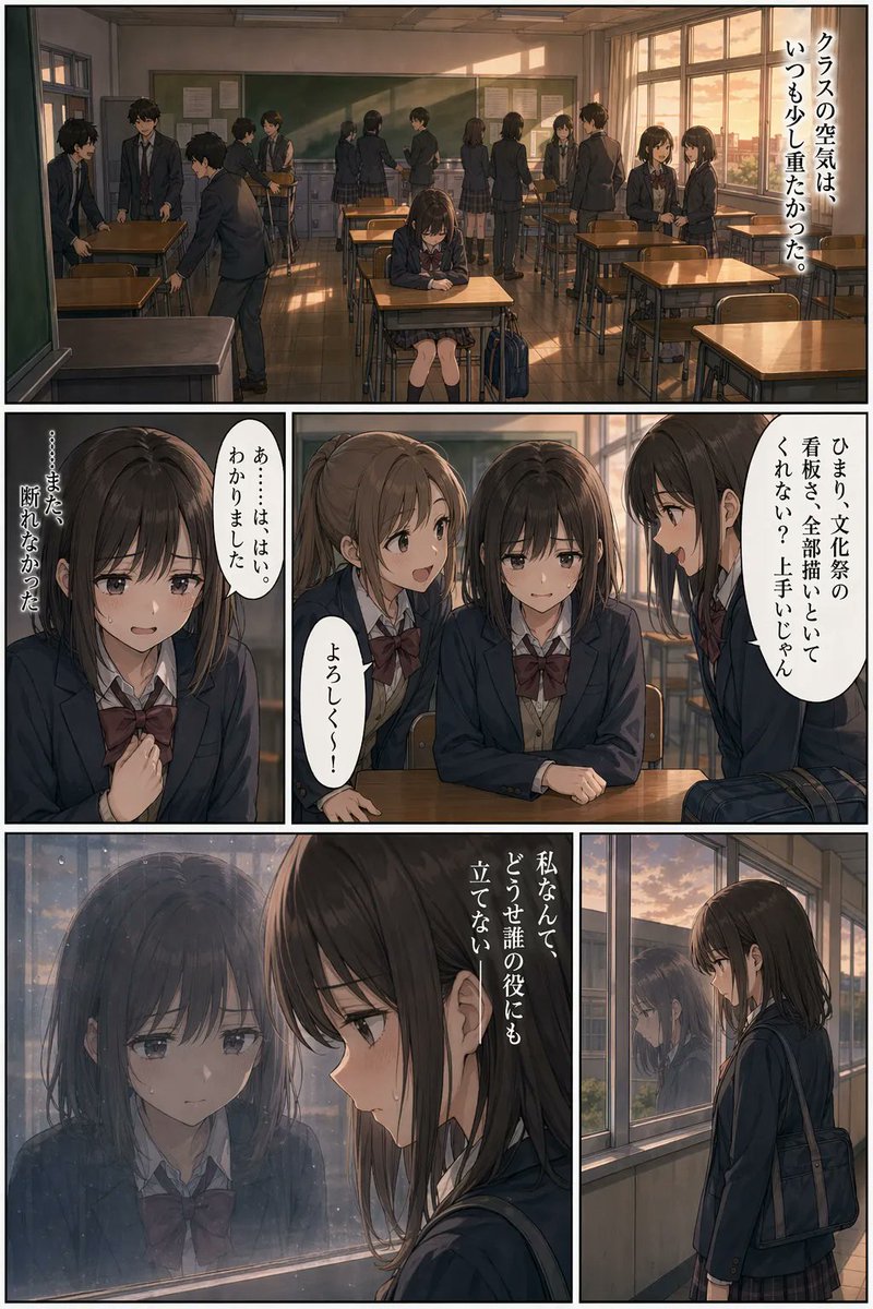 Sunset Classroom Drama Manga Page AI image template preview