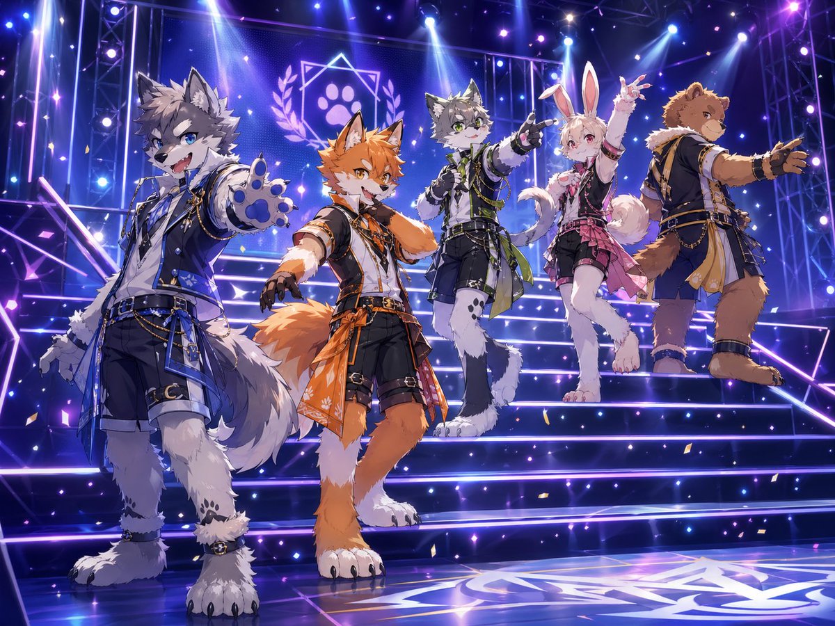 Anthro Idol Group Concert Poster AI image template preview