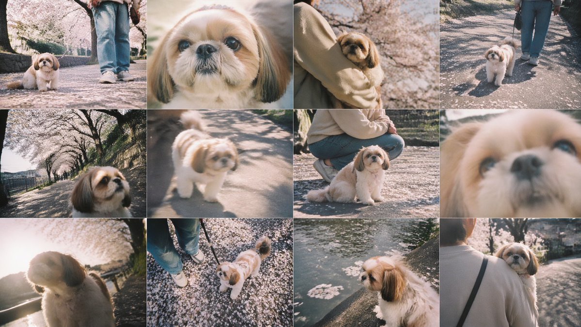 Cherry Blossom Shih Tzu Photo Collage AI image template preview