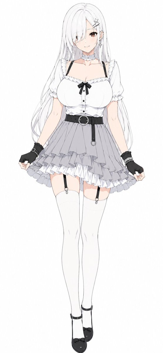Monochrome Anime Gothic Dress Girl example 2