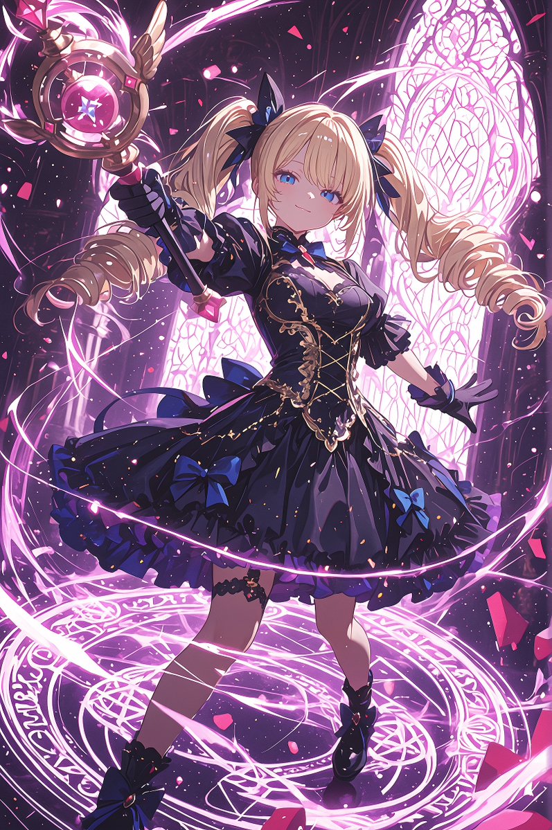 Gothic Magical Girl with Spell Circle AI image template preview