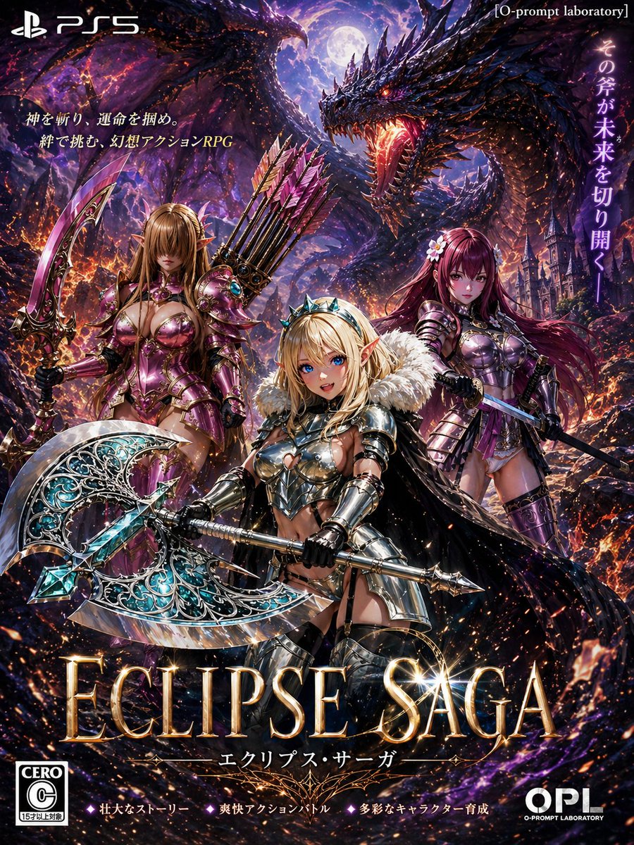 Dark Fantasy PS5 RPG Cover Art AI image template preview