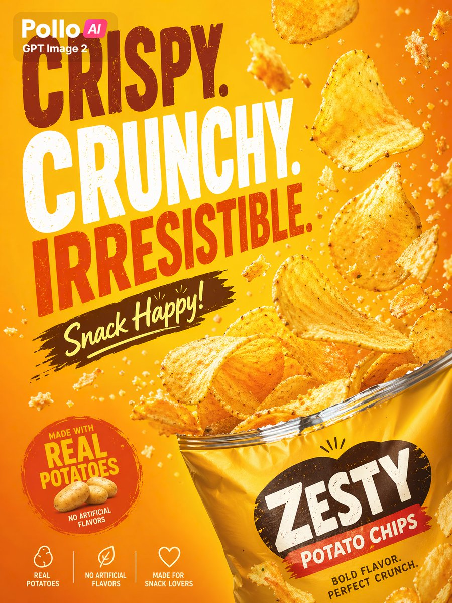 Bold Potato Chips Advertising Poster AI image template preview