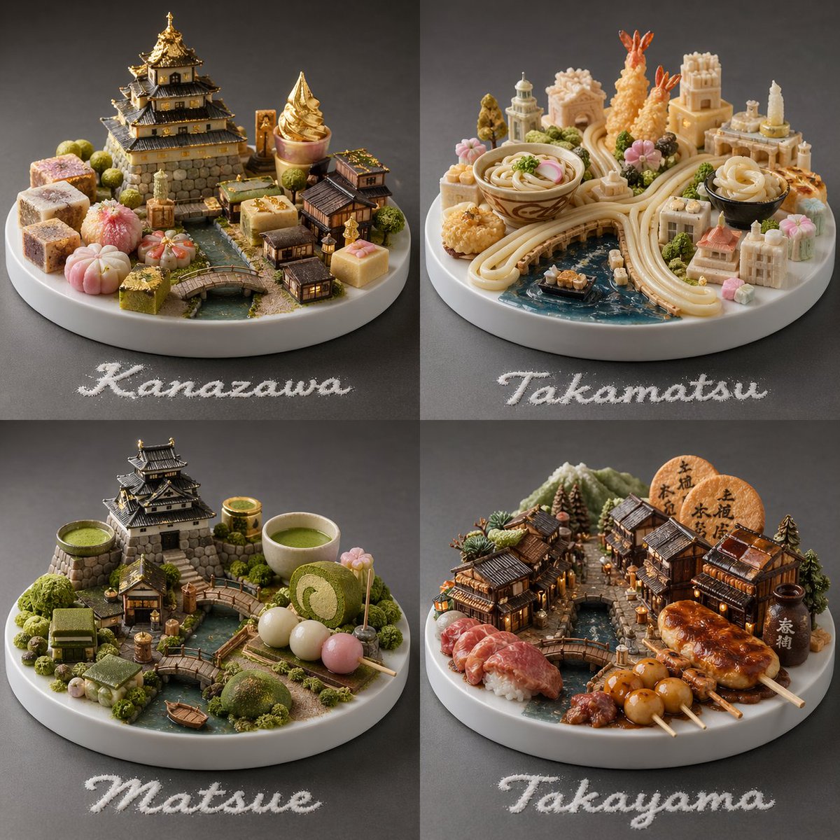 Food-Based Micro-Cities Visualization AI image template preview